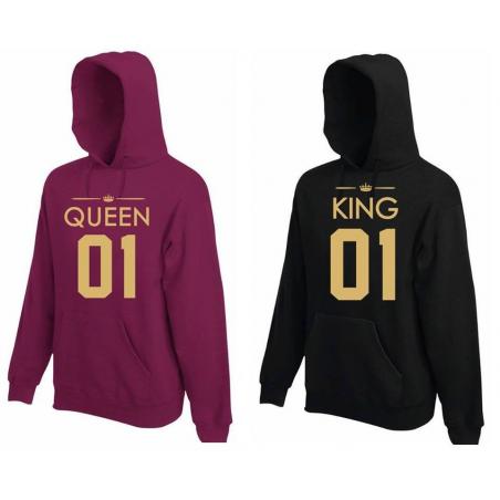 Bluza z kapturem DLA PAR 2 SZT QUEEN 01 & KING 01 GOLD