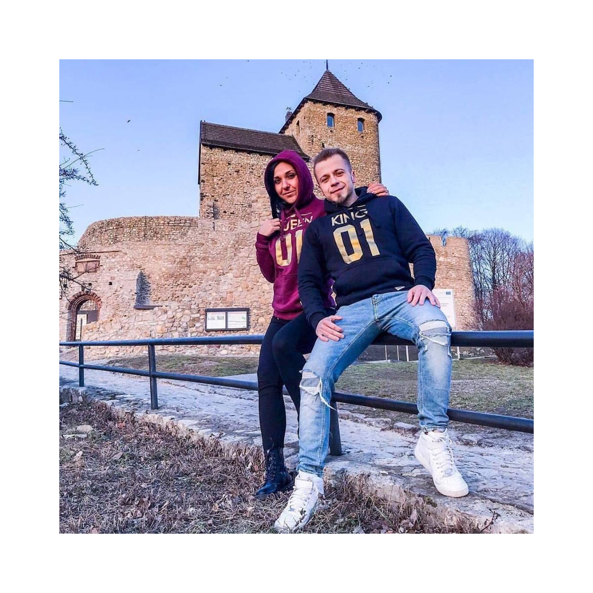 Bluza z kapturem DLA PAR 2 SZT QUEEN 01 & KING 01 GOLD