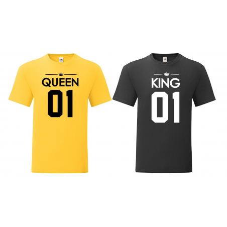 T-shirty dla par Queen 01 & King 01 żółty - czarny 2 szt