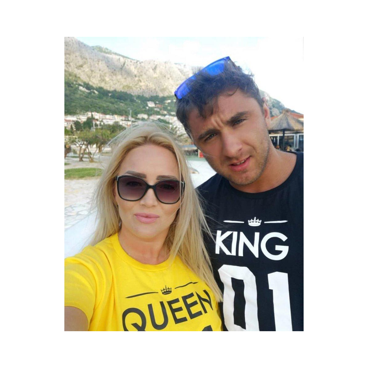 T-shirty dla par Queen 01 & King 01 żółty - czarny 2 szt