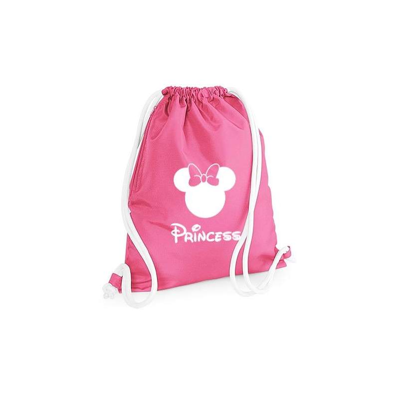 plecak worek PRINCESS MIKI różowy z białymi sznurkami