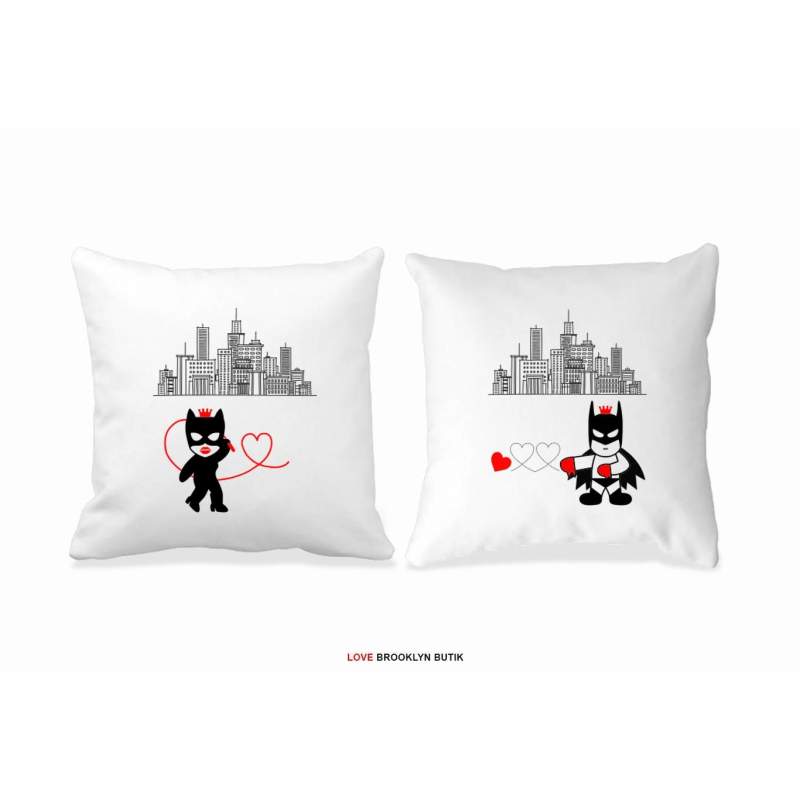 Poduszki druk dla par 2 szt. CATWOMAN & BATMAN