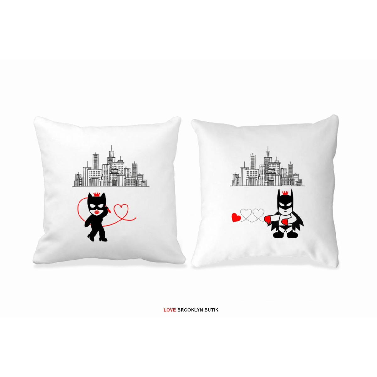 Poduszki druk dla par 2 szt. CATWOMAN & BATMAN
