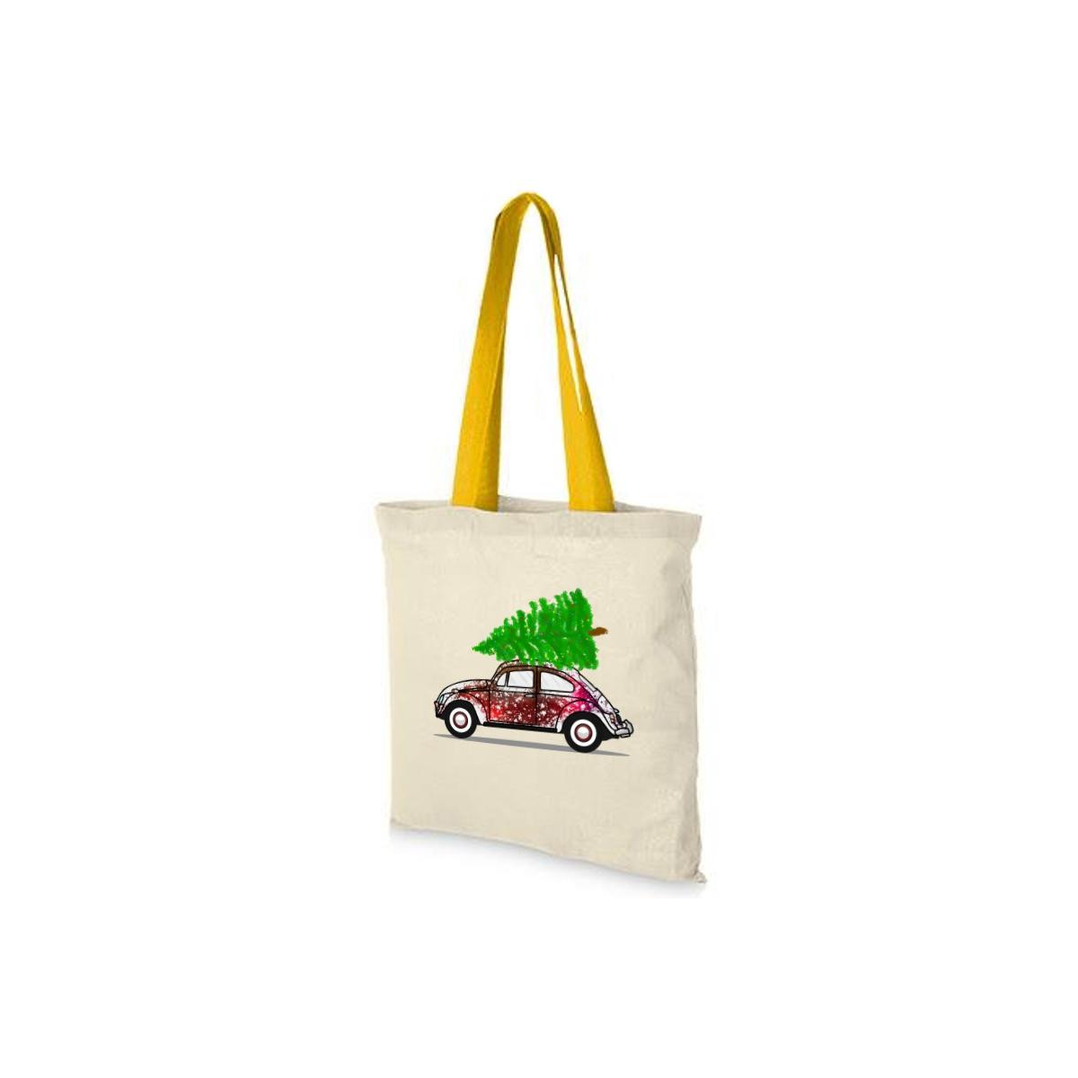 torba bawełniana świąteczne autko żółta