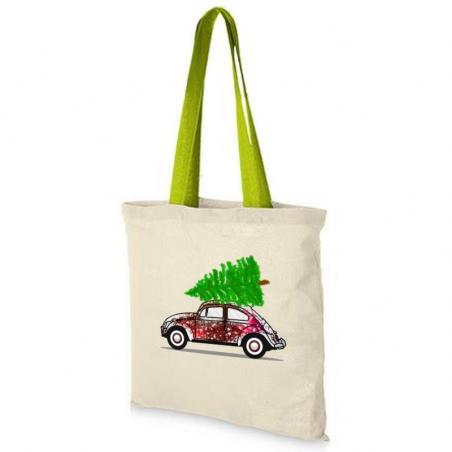 torba ekologiczna świąteczne autko zielona