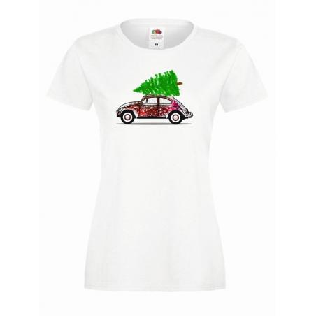 T-shirt lady DTG Świąteczne autko