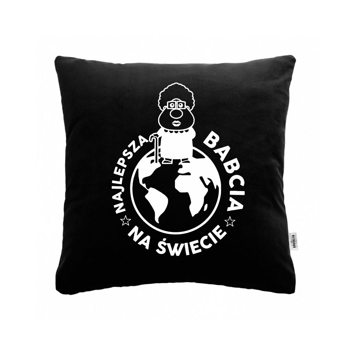 Czarna PODUSZKA druk Najlepsza babcia na świecie