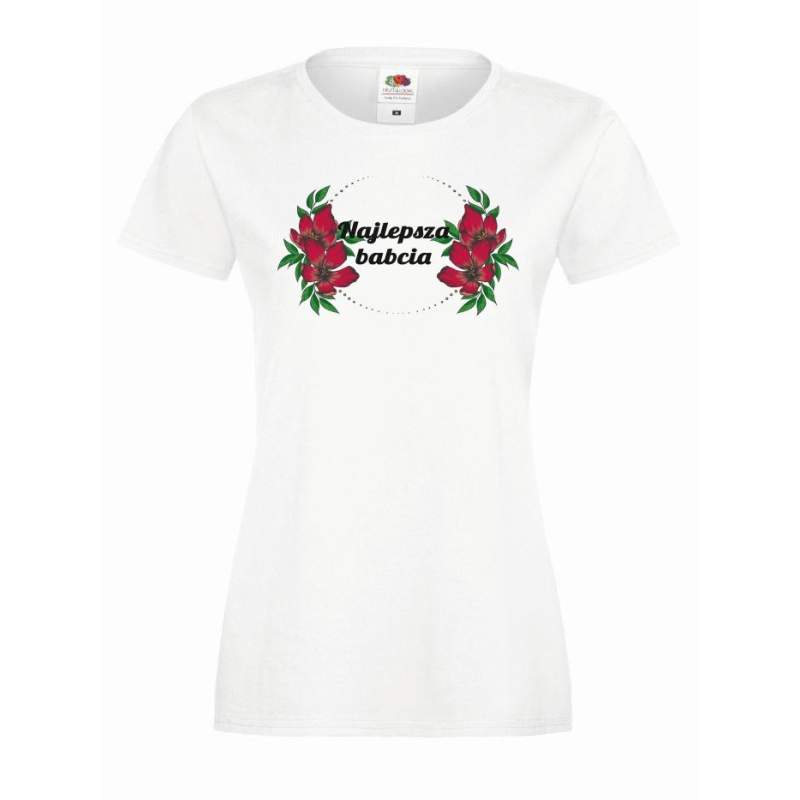 T-shirt lady/oversize DTG Najlepsza babcia kwiaty 