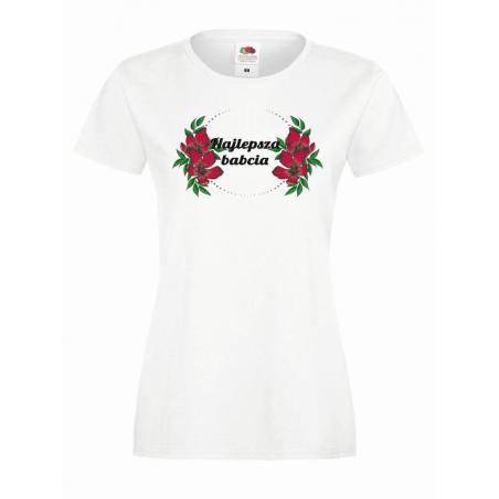 T-shirt lady/oversize DTG Najlepsza babcia kwiaty 