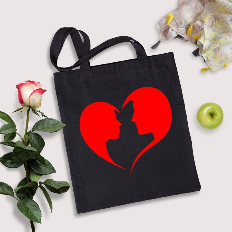 Czarna Torba bawełniana Faces In A Heart