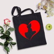 Czarna Torba bawełniana Faces In A Heart