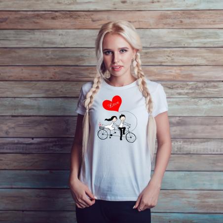 T-shirt lady slim DTG Love On A Bicycle