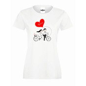 T-shirt lady slim DTG Love On A Bicycle