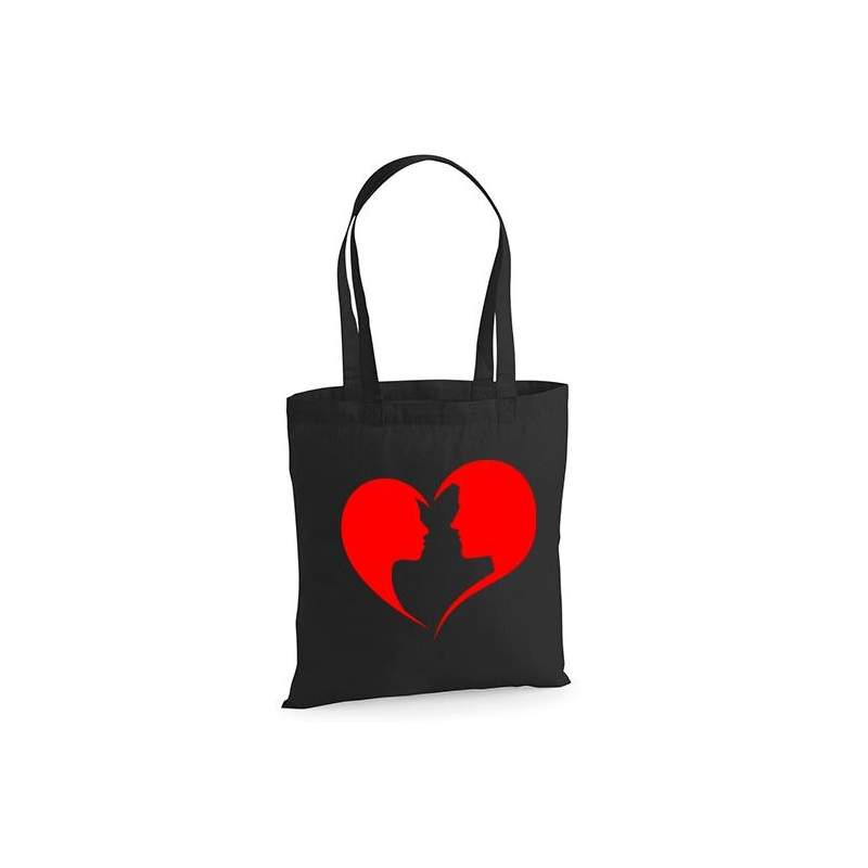 Czarna Torba bawełniana Faces In A Heart