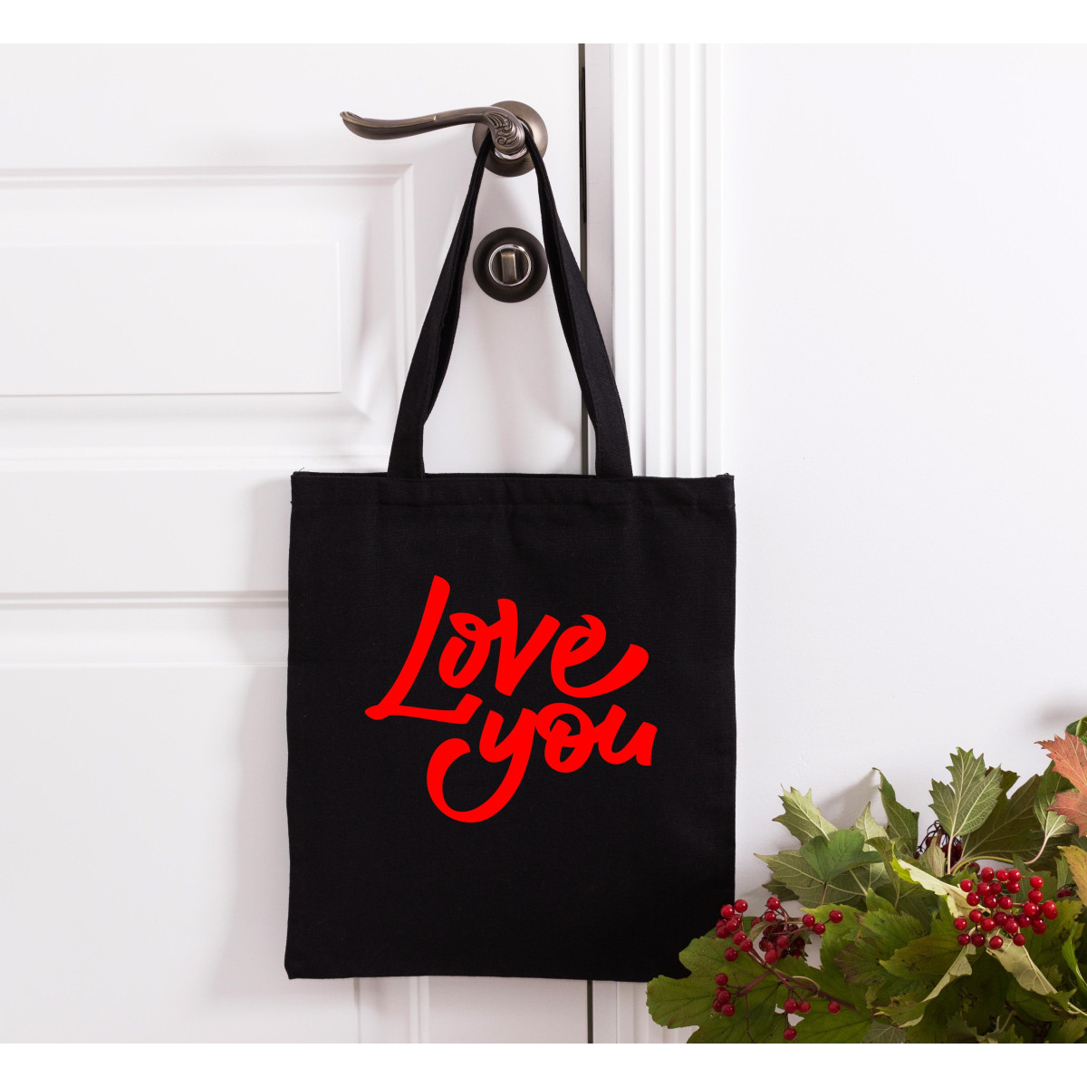 Czarna Torba bawełniana Love you