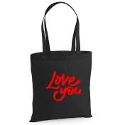 Czarna Torba bawełniana Love you