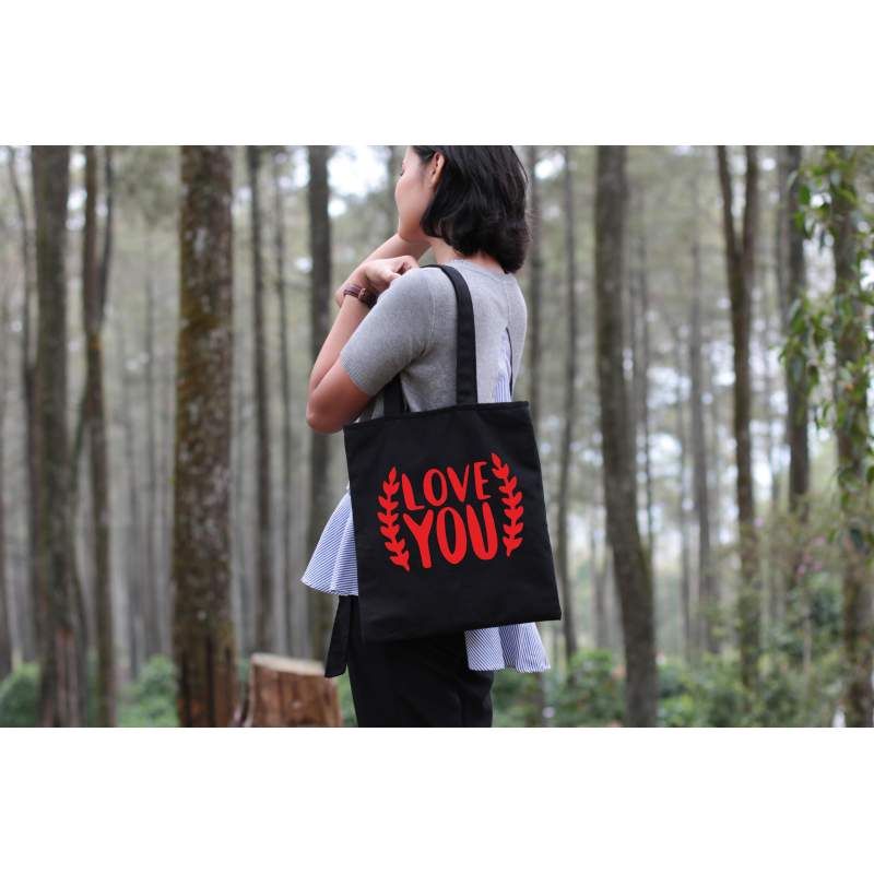 Czarna Torba bawełniana Love you 3