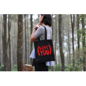 Czarna Torba bawełniana Love you 3