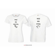 T-shirty dla par weź nie pytaj/ weź sie przytul przód biale 2 szt lady/oversize