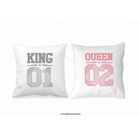Poduszki King 01 & Queen 01 pink/grey  2 szt