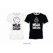 T-shirt DLA PAR 2 SZT MOJA babeczka MOJA ciacho napis z przodu