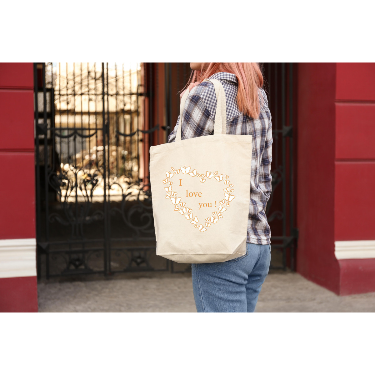 Torba bawełniana ecri I love you 3