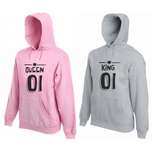 Bluza z kapturem DLA PAR 2 SZT QUEEN & KING  TOGETHER