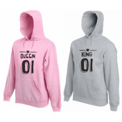 Bluza z kapturem DLA PAR 2 SZT QUEEN & KING  TOGETHER