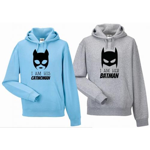 bluza z kapturem dla par Catwoman & Batman