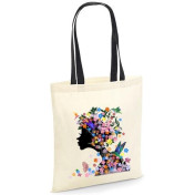 Torba bawełniana kobieta z kwiatów