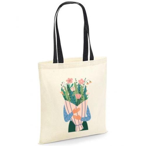 Torba bawełniana ecri girl bukiet kwiatów