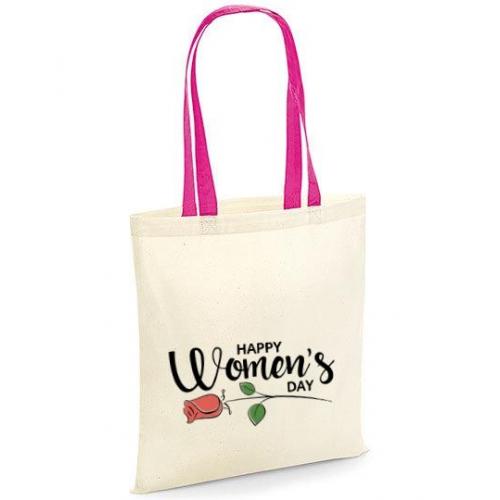 Torba bawełniana happy women's day with rose kolorowe