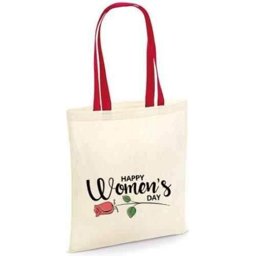 Torba bawełniana happy women's day with rose kolorowe