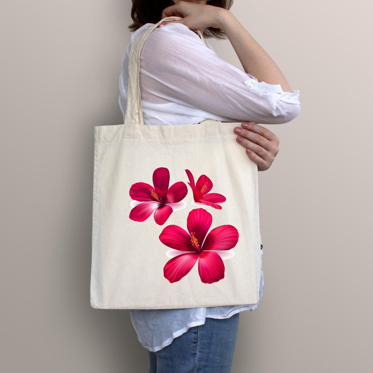 Torba bawełniana ecri hibiskus