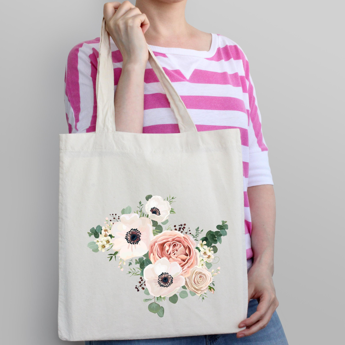 Torba bawełniana ecri flowers