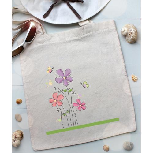 Torba bawełniana ecri kwiatuszki