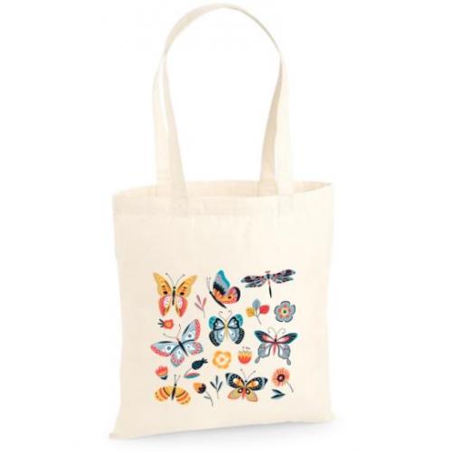 Torba bawełniana ecri kolorowe motylki