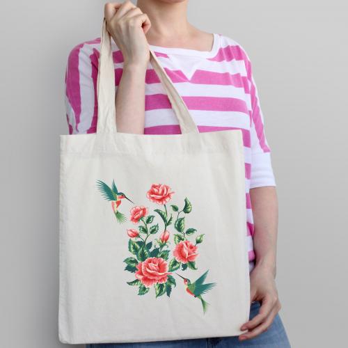 Torba bawełniana ecri roses with humming-birds