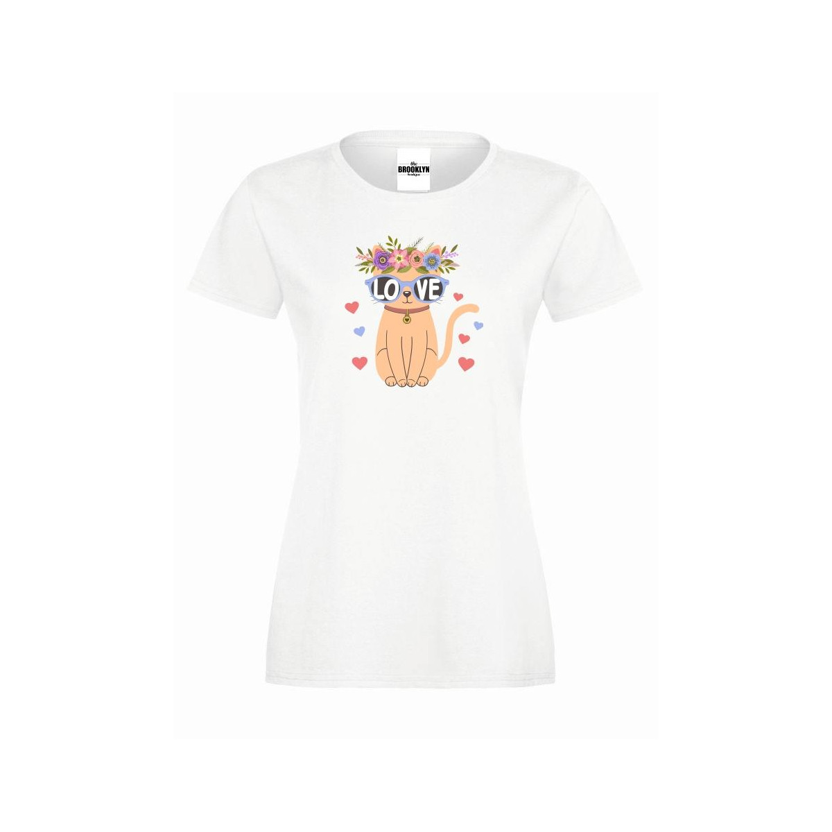 T-shirt lady slim DTG  cat love