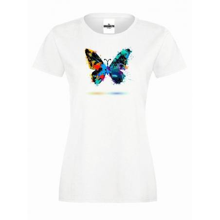 T-shirt lady slim DTG colorful butterfly