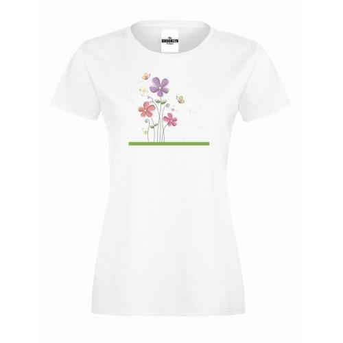T-shirt lady slim DTG kwiatuszki