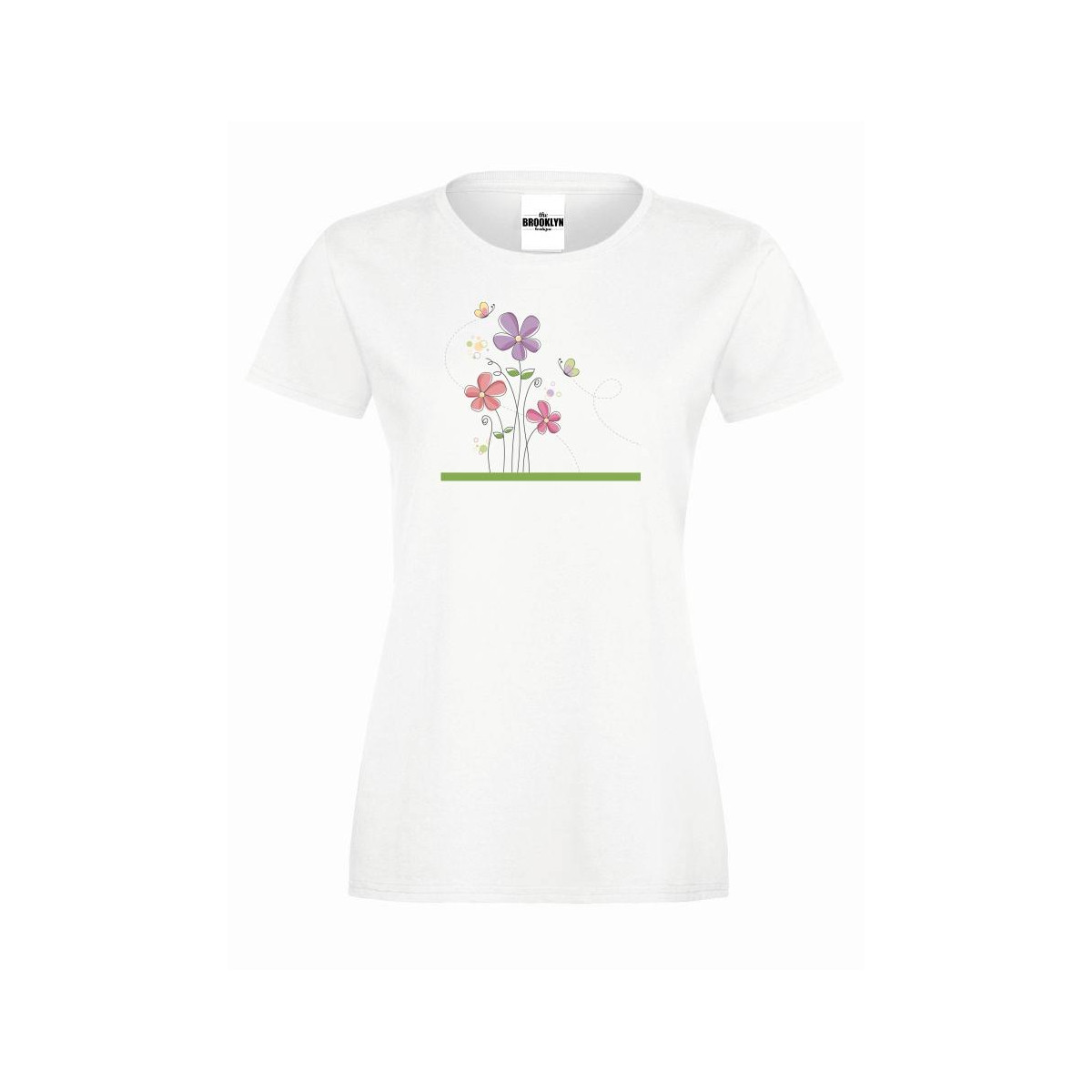 T-shirt lady slim DTG kwiatuszki