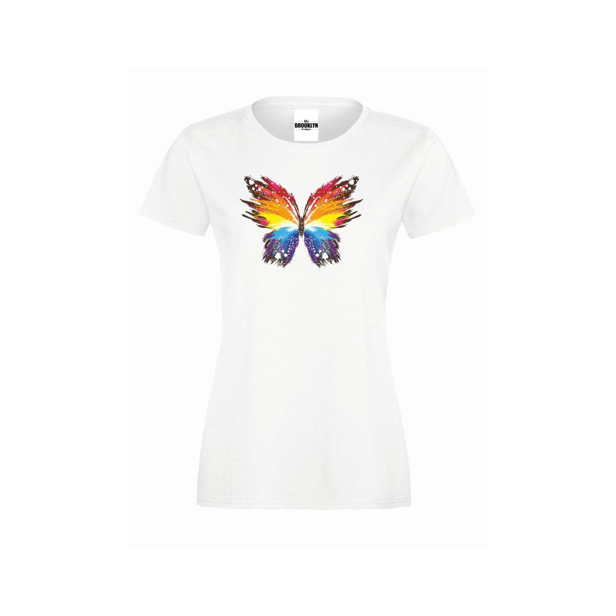 T-shirt lady slim DTG kolorowy motyl
