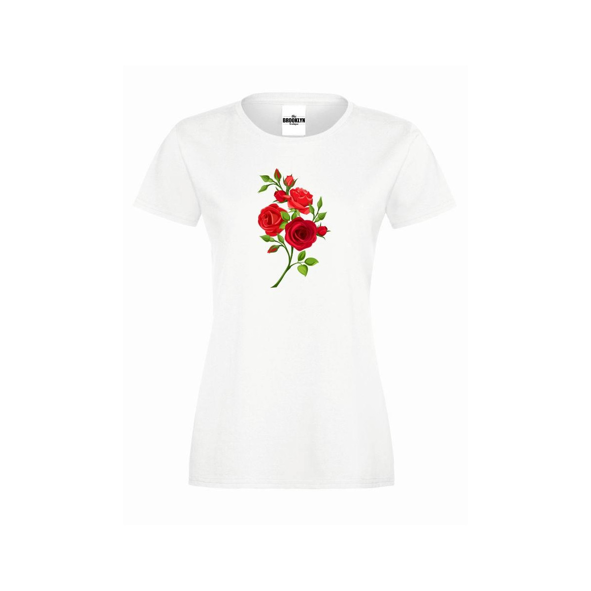 T-shirt lady slim DTG red roses