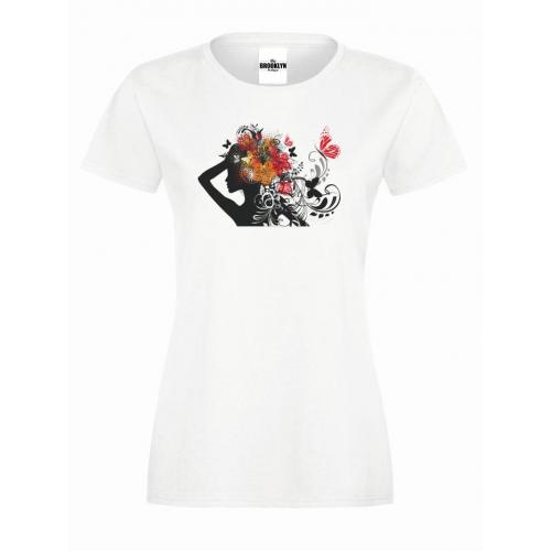 T-shirt lady slim DTG woman of flowers