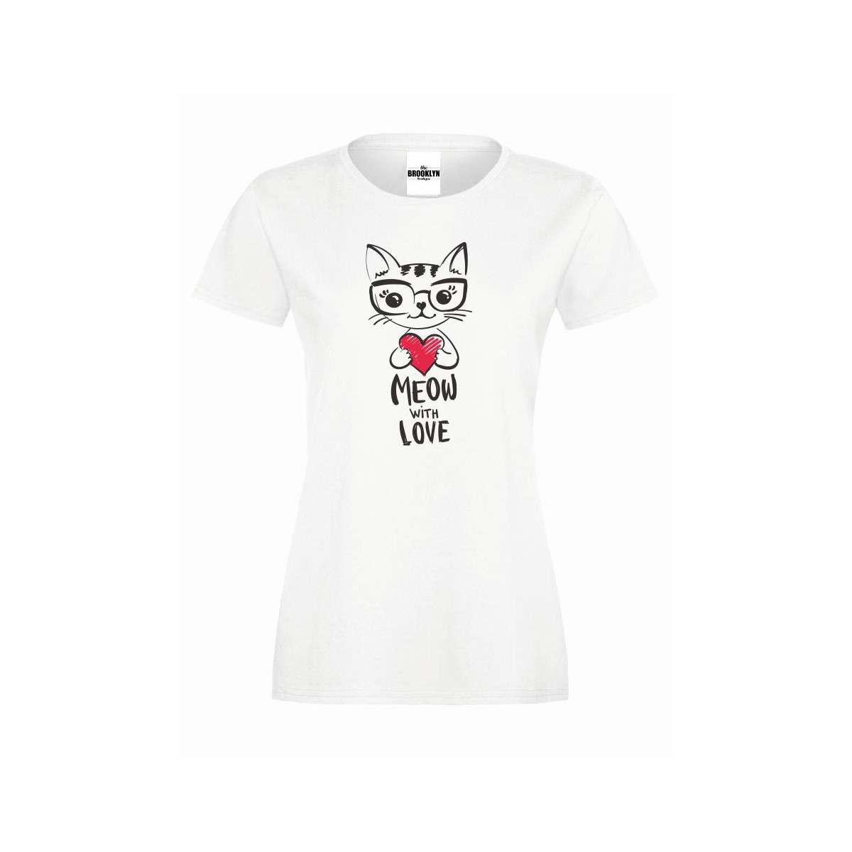 T-shirt lady slim DTG meow with love