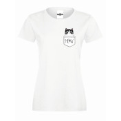 T-shirt lady slim DTG kieszonka meow