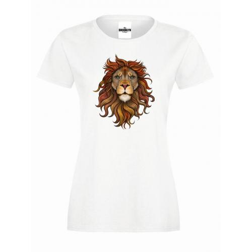 T-shirt lady slim DTG lion