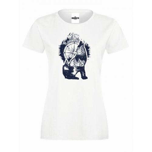 T-shirt lady slim DTG wolf