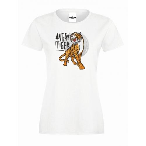 T-shirt lady slim DTG angry tiger